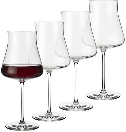 Libbey Signature Stratford - Juego de 4 copas de vino tinto únicas de 24 onzas, juego de copas de vino grandes con tallo