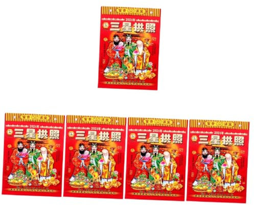 Jahreskalender,Wandkalender, 4 Stück 2024 Alter Almanach Tischkalender Mondjahr Wandkalender 2024 Drachenkalender Traditioneller chinesischer Kalender Drachenjahreskalender Terable Mondkalender Poster