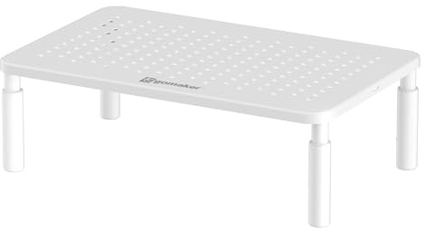 ERGOMAKER Höjdjusterbart Monitorställ 3-höjder, Maxlast 20kg, 1-pack, Vit