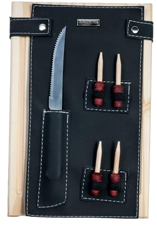Set Tabla Madera para Picada Asado Barbacoa Tapas con cuchillo y palillos