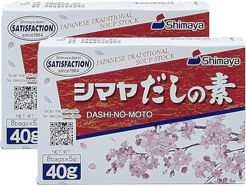 Shimaya Dashi No Moto japanisches Würzpulver (2er Pack (2x40g Packung)) | Bonito Würzmittel (Dashi) für Suppen und Eintöpfe | Granulat Pulver Japan Lebensmittel Dashipulver