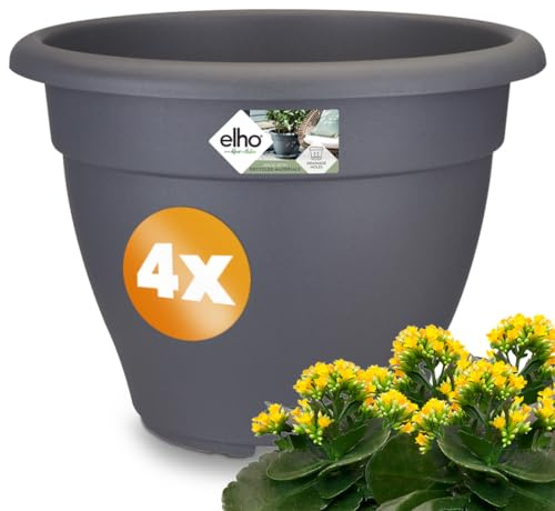 Gardebruk® 4X Blumentopf Torino Campana 38x28cm rund Übertopf Pflanzkasten Pflanzentopf Pflanzgefäß Blumenkasten Kunststoff Blumenkasten anthrazit