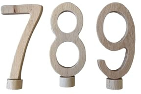 Zahlenstecker 7 8 9 Geburtstagsstecker Zahlen Holz naturfarben Natur Deko Zubehör für Geburtstagszug Geburtstagsring Geburtstagstisch