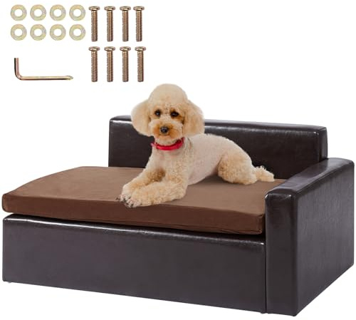 VEVOR Divano Letto per Animali Domestici in Pelle Morbida - 710 x 505 x 335 mm, per Cani e Gatti Taglia Media, Capacità 50 kg, Nero, 8,2 kg
