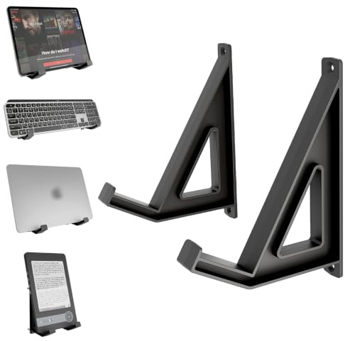 sciuU Universellt väggfäste för surfplatta tangentbord laptop ereader hållare fäst på vägg, kompatibel med iPad, Logitech, Samsung, yta, självhäftande eller skruvinstallation, för enheters tjocklek <