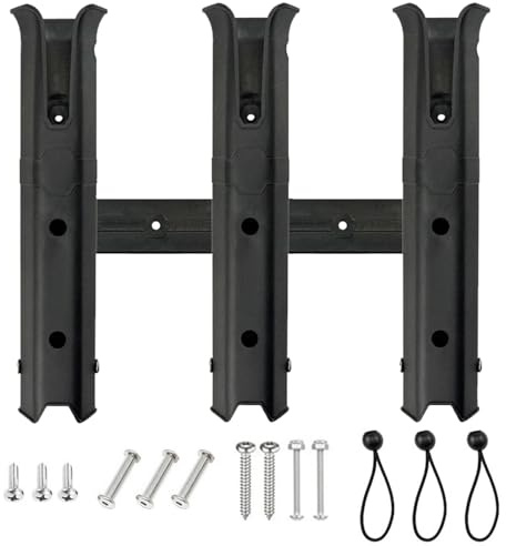 KOVNISE Angelrutenhalter, 3 Rohr-Angelrutenhalter, Wandmontage, Rutenhalter, Tragbare Angelrutenhalter für Boote, Garage, Kühler, Anhänger (Schwarz)