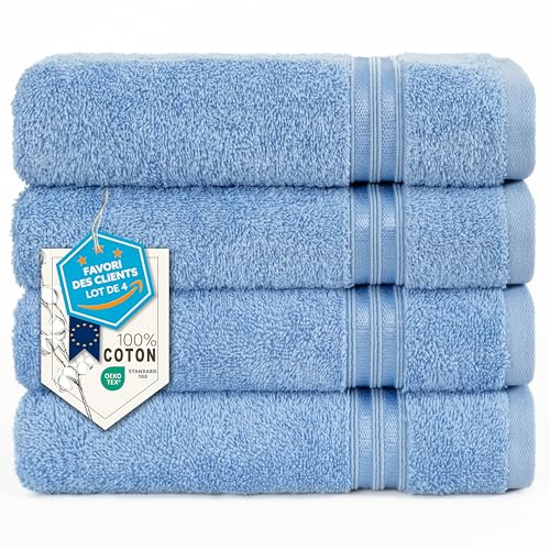 Hammetex Handtücher 4er Set 50x100 cm, 100% Baumwolle Frottee | OEKO-TEX zertifiziert, weich & saugstark, mit Aufhänger, für Badezimmer, Gäste-WC, Küche, Gym & Sport