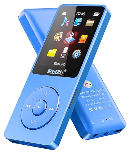 64GB MP3 Player mit Bluetooth 5.3, Ultraleicht (30 Gramm), bis zu 80 Stunden Akkulaufzeit, 1.8-Zoll-Bildschirm, ideal für Sport, Kinder und Erwachsene, unterstützt TF-Karten bis zu 128GB