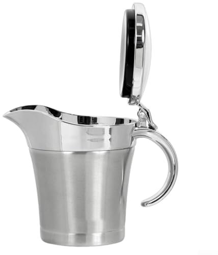 Stainless Steel Double Insulated Gravy Boat Sauce Jug With Hinged Lid 450 750ML(750ML)
