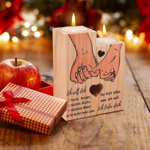 Ich Liebe Dich Geschenke, Jahrestag Geschenk für Ihn und Sie, Kerzenständer - Hochzeitstag Geschenke für Paare, Romantisches Geschenk für Frau und Mann