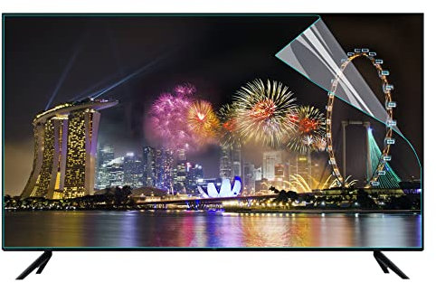 PZOFERLIN Schermo Protettivo BTV con Cornice a Morsetto Sche for Pellicola Protettiva antiriflesso e antiluce Blu Opaca da 32-75 Pollici for LCD, LED, OLED 4K e HDTV QLED(32in 704x395mm)