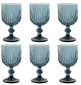 Set de Copas Home ESPRIT Azul Cristal 8 x 8 x 14,5 cm (6 Unidades) - Marca: Home ESPRIT - EAN: 8424002157340