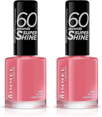 Rimmel 60 Seconds Super Shine Nail Polish - 8 ml, Rose Libertine (Pack of 2)