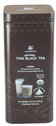 Suwirun Organic Assam Thai Black Tea 25 Bags – Bold, Smooth & Aromatic – Premium Quality, No Additives – Perfect for Hot, Iced & Thai Milk Tea