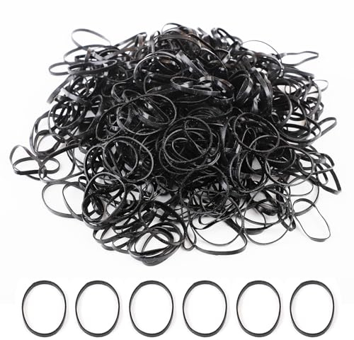 Rubber Bands 2000Pcs Black Small Rubber Elastic Bands Natural Soft Bands for Tie Dye, Hair Home, Pens, Wedding Hairstyle,Catapults, Bills, Bank Paper, Office Supplies(22mm)