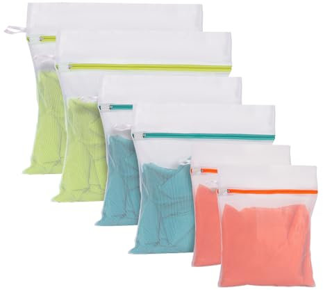 6 Pack Mesh Laundry Bags,Laundry Bags for Washing Machine,Reuse Washing Bag for Laundry, for Delicates Blouse, Hosiery, Underwear, Bra, Lingerie, Baby Clothes（2M 30x40 2L 40x50 2XL 50x60）