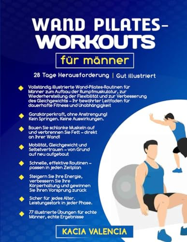 Wand pilates workout für Männer: Vollständig illustrierte Wand-Pilates-Routinen für Männer zum Aufbau der Rumpfmuskulatur, zur Wiederherstellung der ... (Die ultimative Fitnessserie für Männer)