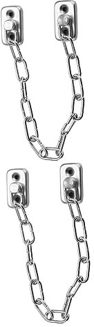 NUOBESTY 2pcs Stainless Steel Door and Sash Window Safety Chain Locks with Easy Installation to Reduce Risk of Falling, for Homes and Rest Homes Protecting Boys and Girls and Elderly