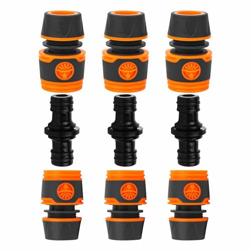 Garden Hose Pipe Connector and Fittings Set, Outside Tap to Hosepipe Adapter, Double Male Fittings for 3/4'' and 1/2'' Tap(6 Quick Connectors, 3 Double Male Connectors)