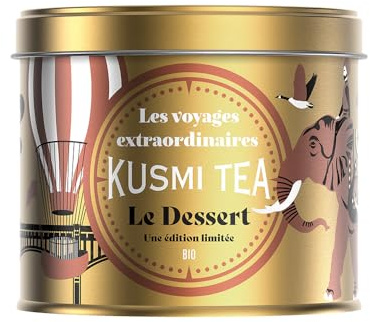 Kusmi Tea - Thé Vert Noël Dessert - Arômes de Vanille, Pomme & Amande - Thé Vert Gourmand et léger- Edition limitée 2025 - Boîte Thé Métal 90g