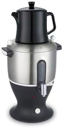 forestalk Electric Samovar Turkish Tea Maker - 6L Double Pot Kettle With Infuser, Stainless Steel 1500W, Keep Warm Function For Tea(Color:Black)