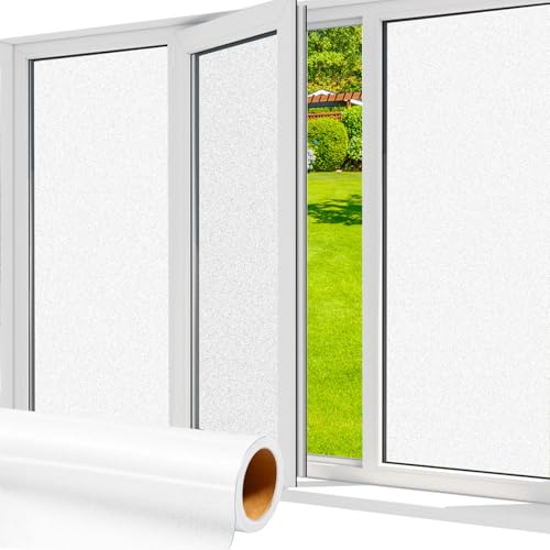 shinfly Opaca Pellicola per Vetri Finestre Privacy, Pellicola Adesiva per Vetri Elettrostatica 44.5x200cm, Protettiva anti-UV, Window Film Adatto per Ufficio Bagno Camera da Letto Soggiorno Cucina