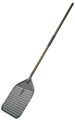 Pelle à pizza perforée de 30,5 cm avec long manche, pelle à pizza en aluminium pour une cuisson et un service faciles, idéale pour une utilisation au four, revêtement dur durable, finition marron
