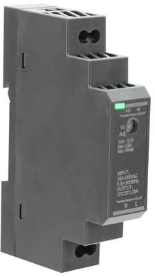 Alimentatore da 12V 1.25A 15W per Montaggio su Binario DIN, Trasformatore Switching AC-DC per Illuminazione LED Industriale e Automazione HDR-15-12