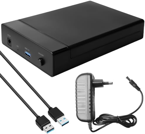 Behogan Hårddiskdockningsstation: Hårddiskhölje, USB 3.0 USB-A och USB-C för 2,5 3,5 SATA HDD & SSD, 5 Gbps hårddiskadapter stöder UASP