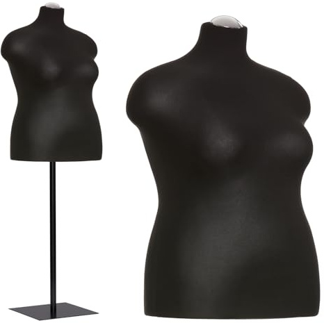 DummyDoll Schneiderpuppe weiblich Größe 48/50, Überzug schwarz, Fuß Metallplatte schwarz + Kappe