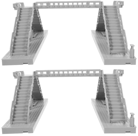jojofuny 2pcs Overhead Pedestrian Bridge: Railway Model Footbridge For Sand Table Building Mini Train Bridge Zen Garden Accessories Grey