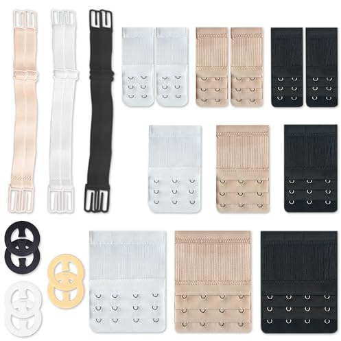 JNYUTEEN 24 Pezzi Prolunga per Reggiseno, Prolunga per Reggiseno con 2 Ganci 3 Ganci 4 Ganci Bra Extender, Prolunga Elastica per Reggiseno Prolungatore con Chiusura per Donne Bra Extender