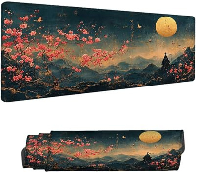Mouse Mat Moon Gaming Mouse Pad 1200 x 600 MM XXL Extended Desk Mat, Keyboard Mousepad Flower, Water-Resistant Surface and Non-Slip Base Mousemat, for Gaming Office Desk Accessories for Men H-12998