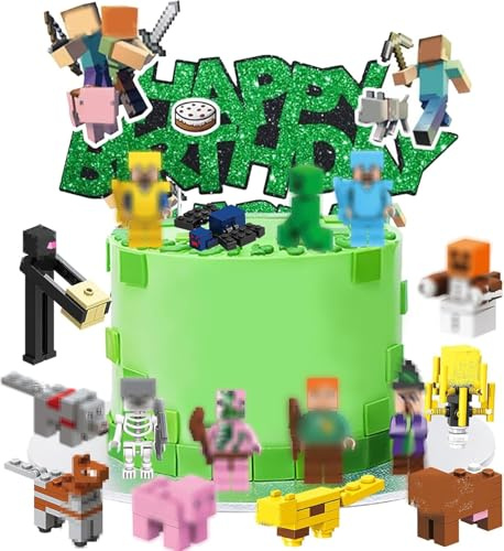 16 Stück Junge Figuren Tortendeko, Tortendekorationen mit Videospielmotiven, Mini figuren Set, Kuchen Deko Kindergeburtstag, Figuren Tortendeko, Geburtstags torten dekorationen für Jungen und Mädchen
