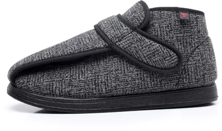 Pantoufles Chaudes pour Diabétiques Femme Homme Hiver Extra Large Pour Pieds Gonflés Enflés Chaussures Chaussons (Gris clair, L, Adulte, 47, Numérique, Système Taille Chaussures EU, Très large)