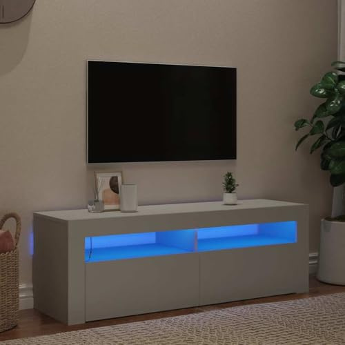 Mokuyary Mobile TV con Luci LED Bianco 120x35x40 cm Mobile TV Basso Tavolo TV con Scomparti, Console TV Armadio TV per Soggiorno, Camera da Letto