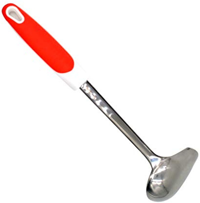 BDJXOZYH Mint Sauce Long Soup Ladle with Spout Stainless Steel Kitchen Serving Salad Dressing Gravy Spoon, orange