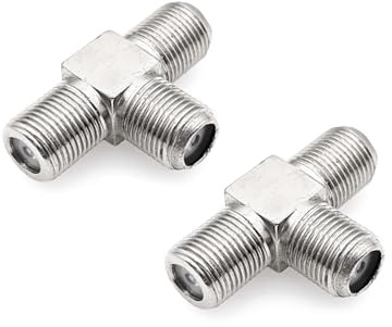 JZK 2x connecteurs répartiteurs en T type F à 3 voies adaptateur répartiteur coaxial TV satellite F femelle vers double femelle, combinateur d'antenne TV 75 ohms pour câble, modem, récepteur satellite