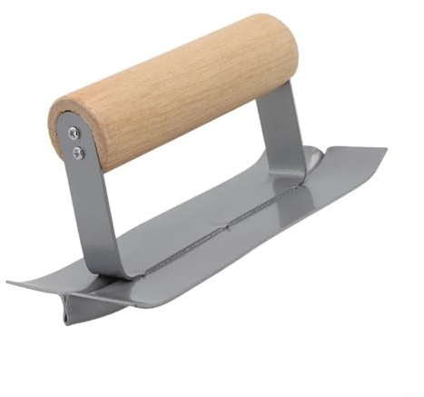 Paleta de esquina de 90 grados para cemento, herramienta de esquina interna y externa con borde de corte medio redondeado y cortador de ranura deslizante, acero galvanizado y mango de madera (tipo B)