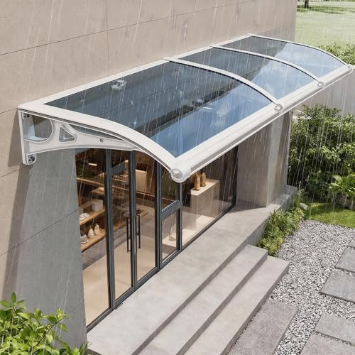 60x170cm Marquise De Porte Exterieur Largeur 60 80 90 100 120cm Auvent De Porte D'entrée, Errtsdb Marquise Solaire Abri Banne avec Support en Aluminium, Terrasse Toit Abri Protection