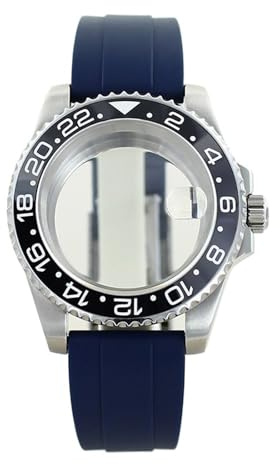 1 st 40 mm klockfodral Gummiband Safirglas Keramisk ram for Eta 2824 Movement 28,5 Urtavla(Glass Bottom Cover13)