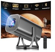 Miniprojektor stöder 4K 1080P, miniprojektor Android 12.0 22000 l med, WiFi 6 och Bluetooth 5.4, hemmabio smart projektor med bil keystone mobiltelefon 270° rotering för PC/HDMI/USB/TF-kort