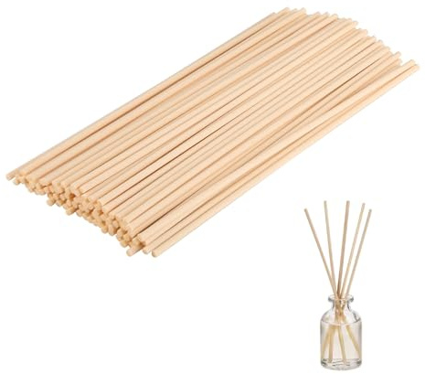 Admygo 50pcs Reed Diffuser Sticks, 7.8 Inch Rattan Wood Sticks, Diffuser Refills, Thick Room Diffuser Sticks for Essential Oil, Fibre Reeds for Diffusers, Replacements for Home, Office (Natural)
