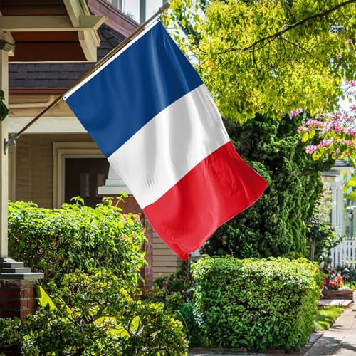 EAVUYIS Große französische Flagge 90 x 150 cm, 1 Stück doppelseitige Frankreich-Flagge mit 2 Messingösen für Sportveranstaltungen, Nationalfeiertage, Feierlichkeiten und Demonstrationen