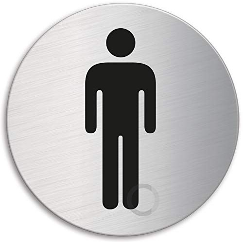 Plaque de Porte en Acier inox brossé - WC Hommes | Ø 130 mm No.6960