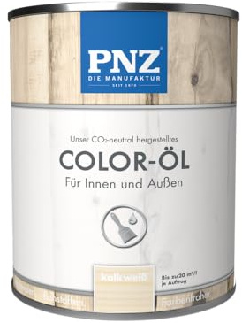 PNZ Color-Öl für Innen und Außen | lösemitttelfreies Farböl | Nachhaltig hergestellt mit regionalen Rohstoffen | für alle Hölzer, auch Bienenhäuser, Gebinde:0.75L, Farbe:kalkweiß