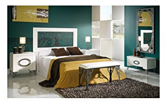 Cabecero de Madera y forja Grace - Grupo 2 - Blanco Plata (Color con Incremento de Precio), Grupo 1 - Cerezo, Cabecero de 135 cm