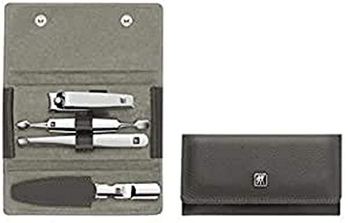 ZWILLING Maniküre Set 4-teilig, Pflegeset mit Nagelknipser aus Edelstahl, Rindleder, Anthrazit 97697-005-0
