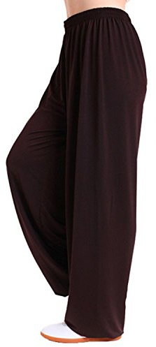 MESHIKAIER Pantaloni da donna in modale, pantaloni da yoga, pantaloni Harem, pantaloni a sbuffo, per sport, jogging, danza, elastici ed estensibili, marrone, L