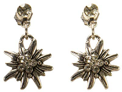 Alpenflüstern Trachten-Ohrstecker hängend Strassedelweiss mini - Damen-Trachtenschmuck, Trachten-Ohrringe in traditionellen Farben DOR046